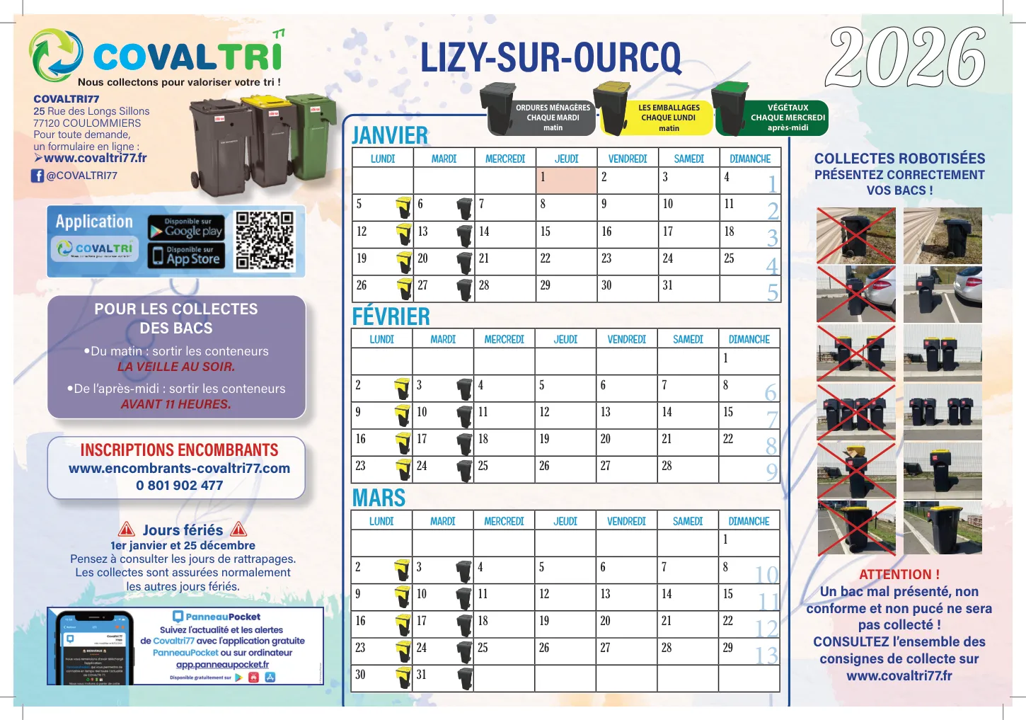 Calendrier de collecte 2026 de Lizy-sur-Ourcq — page 1